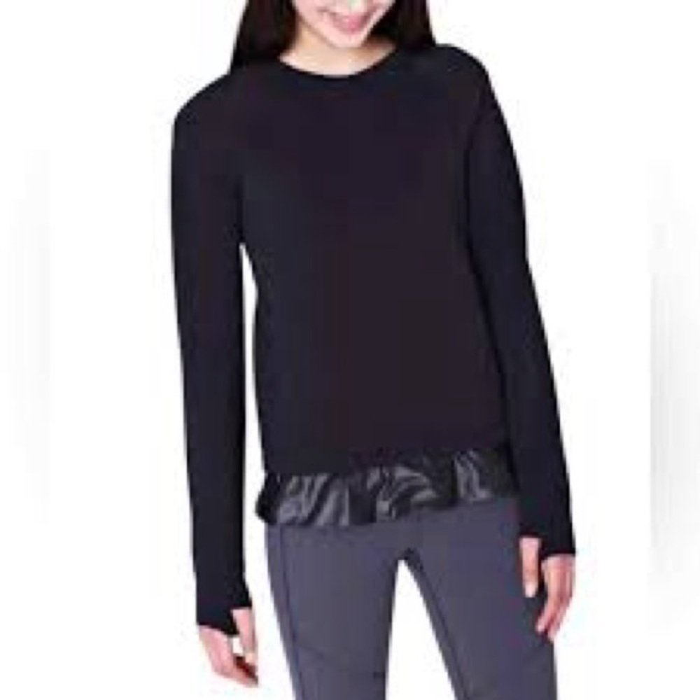 Ivivva by Lululemon Pullover Peplum Rash Guard Black Girls 12Y